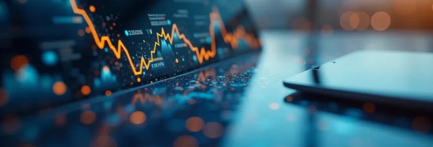 Concept visuel représentant l'analyse de performance business avec des éléments graphiques élégants