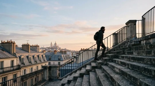 Photographie symbolique d'une ascension architecturale illustrant la progression d'un site web de la position 8 à la position 2 sur Google