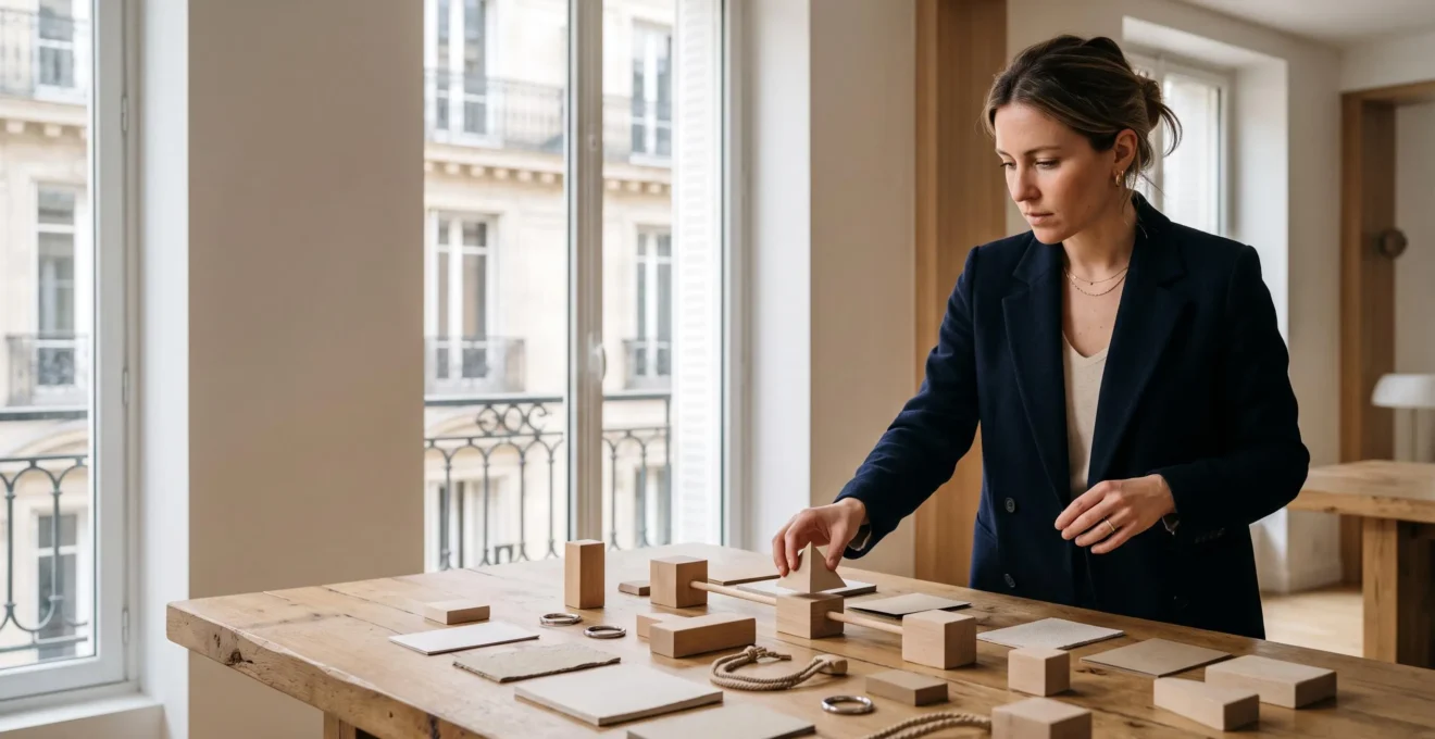 Analyste marketing examinant une cartographie de points de contact digitaux dans un bureau parisien
