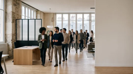 Illustration conceptuelle d'un entonnoir de ciblage marketing représentant le passage d'un trafic large à des visiteurs qualifiés, dans un contexte professionnel français