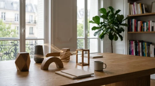 Représentation visuelle d'un flux de données fluide et automatisé reliant plusieurs outils marketing dans un bureau français moderne